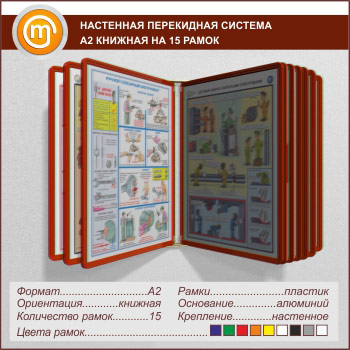 Настенная перекидная система А2 на 15 рамок книжная