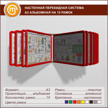 Настенная перекидная система А3 на 15 рамок альбомная