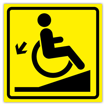 Визуальный предупреждающий знак «Осторожно! Крутой подъём», ДС78 (пластик 2 мм, 150х150 мм)