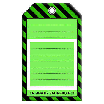 Бирка без информации разлинованная ЗЕЛЕНАЯ (1 шт., односторонняя, пластик, 70х115 мм)